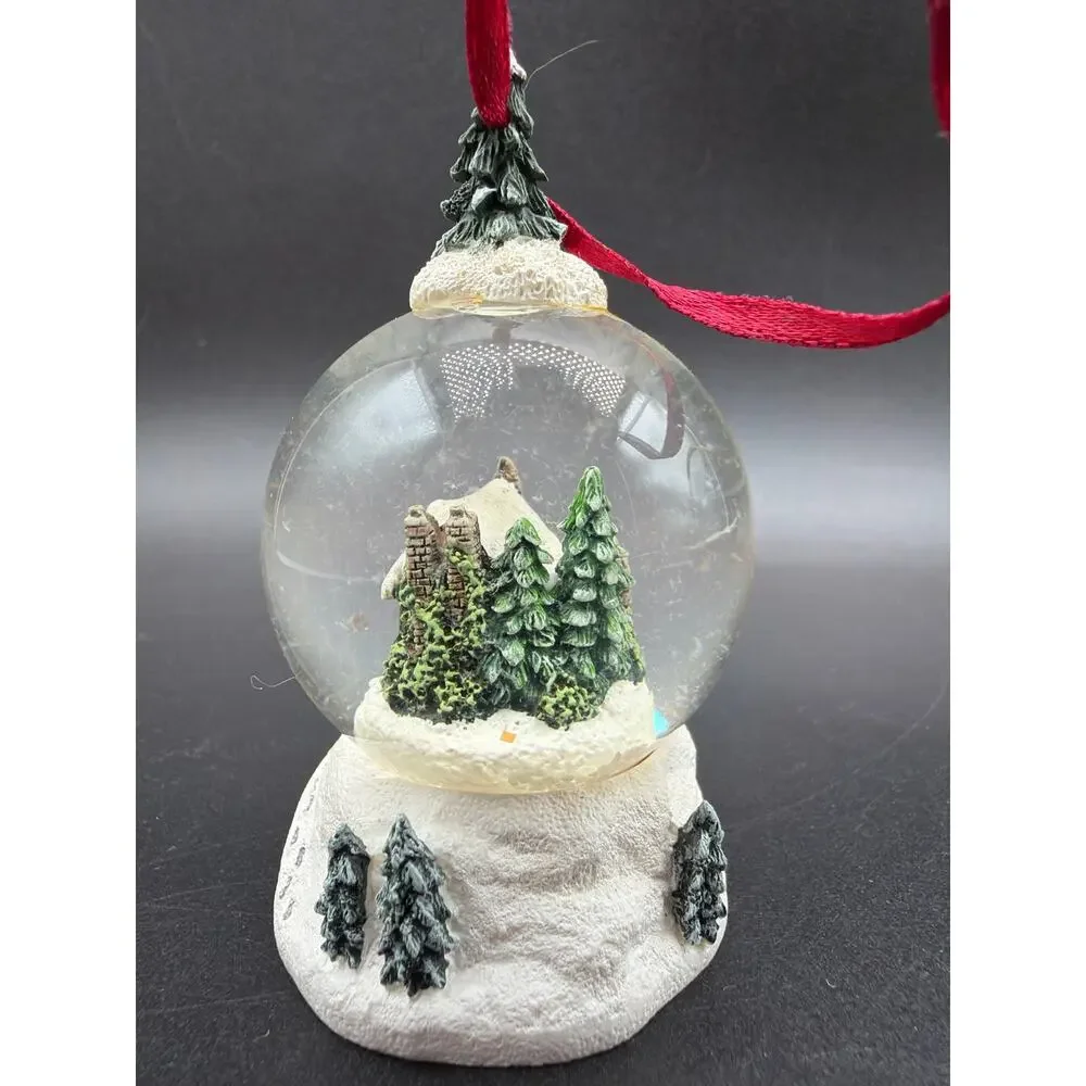 Thomas Kinkade Stonehearth Hutch 1999 Mini Snow Globe Christmas Ornament 3”